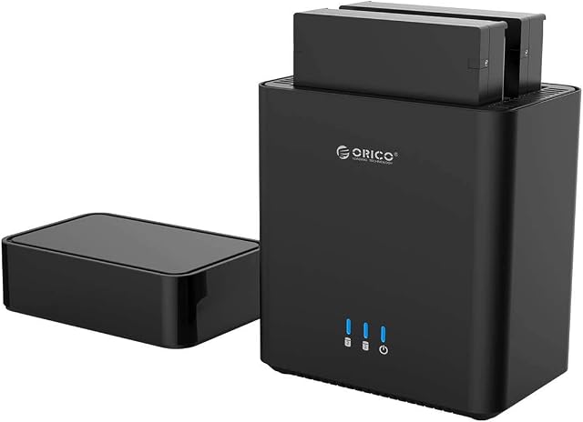ORICO 2Bay Hard Drive Enlcosure Type-C to SATA 3.5inch Enclosure Magnetic Tool-Free External HDD SSD Enclosure Storage Case Built-in Fan for Data Backup, NAS Expansion Up to 36TB(2x16) - DS200C3