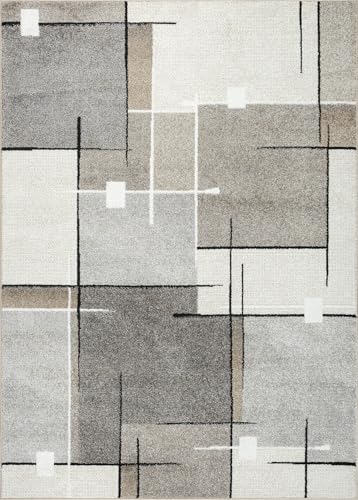 Tapis de qualité supérieure géométrique beige à découpe des contours 240x330 - 3