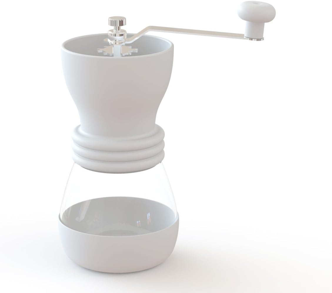 Manual Ceramic Burr Coffee Grinder and Mill (White)