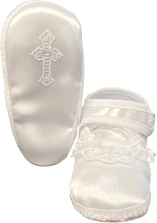 Swea Pea & Lilli Baptism Shoes for Baby Girl White Baby Booties w Celtic Cross