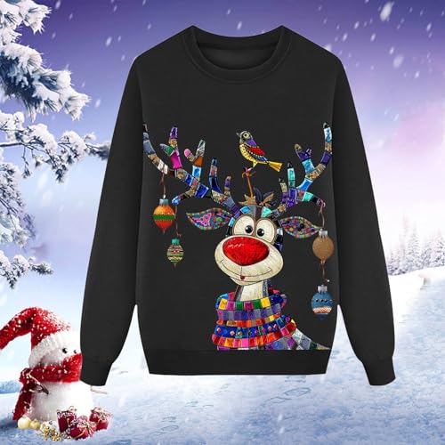 Family Christmas Matching Sweatshirt Ugly Reindeer Jumper Crewneck Xmas Holiday Pullover Tops Fall Winter Clothes2