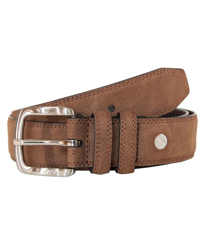 Nautica Men's Casual Padded Leather Belt (Tan, 38)