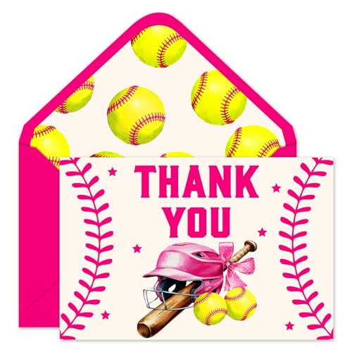 Cartes de remerciement softball avec autocollants pour mot aux entraîneurs
