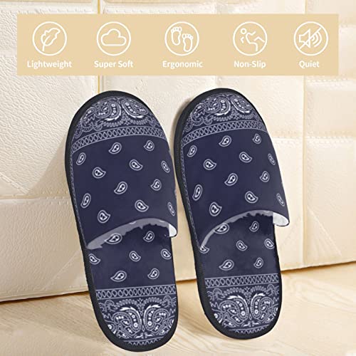 Unisex Cozy Indoor Furry Slipper-Southwestern Bandana Paisley Plush House Slippers Warm Bedroom Shoes3
