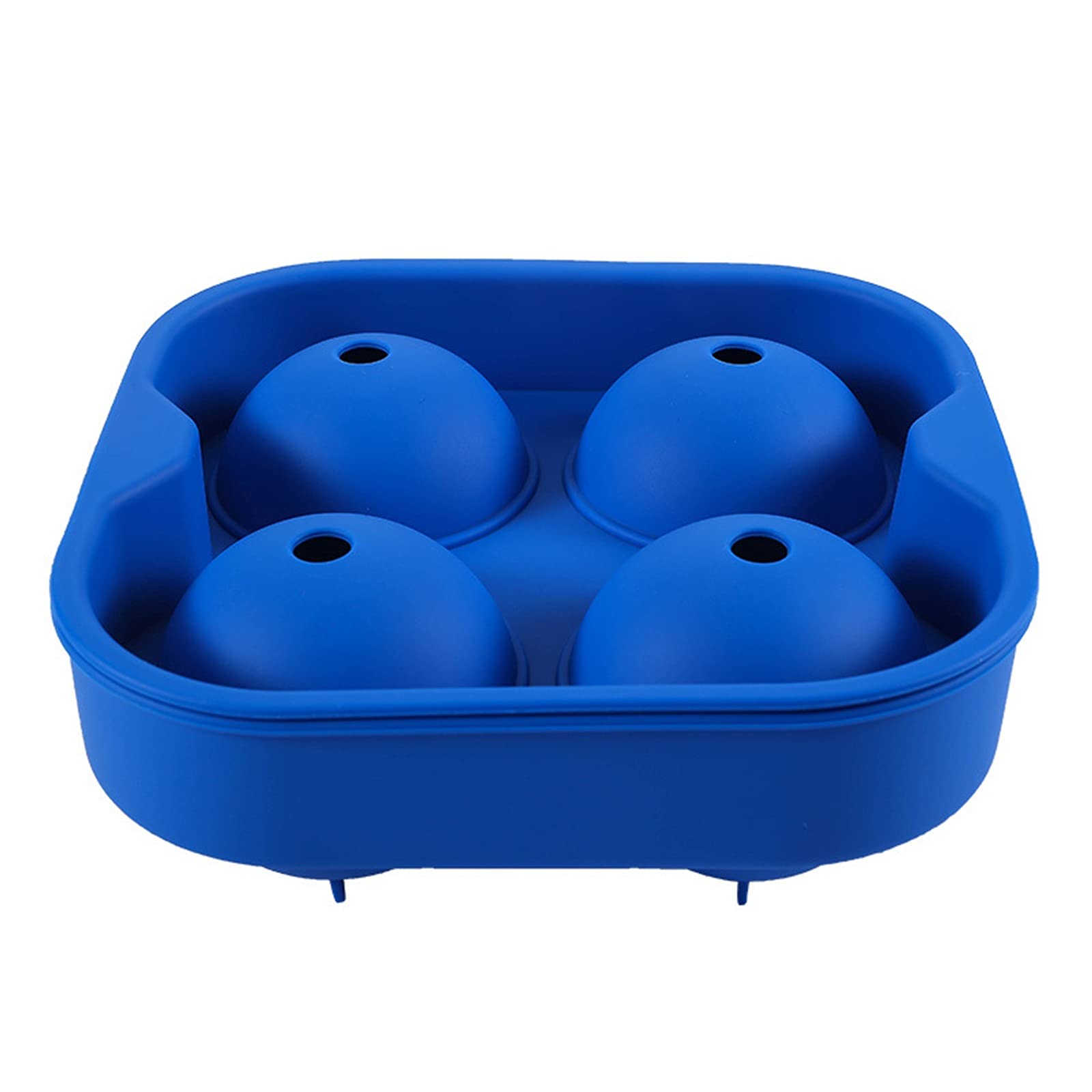 Silikon-Eiskugelform im 4er-Pack mit Deckel, leicht abnehmbare runde Würfelform für Whiskey, wiederverwendbar, BPA-frei (blau)