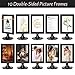Double Sided Standing Picture Frames, 4x6 Inch 2 Sided Pedestal Photo Frame with Inserts and Base, Plastic Vertical Photo Frame For Display (Black, 10 Pack)