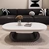 Oval Coffee Table, Modern Cream Style Simple Low Tea Table, Black