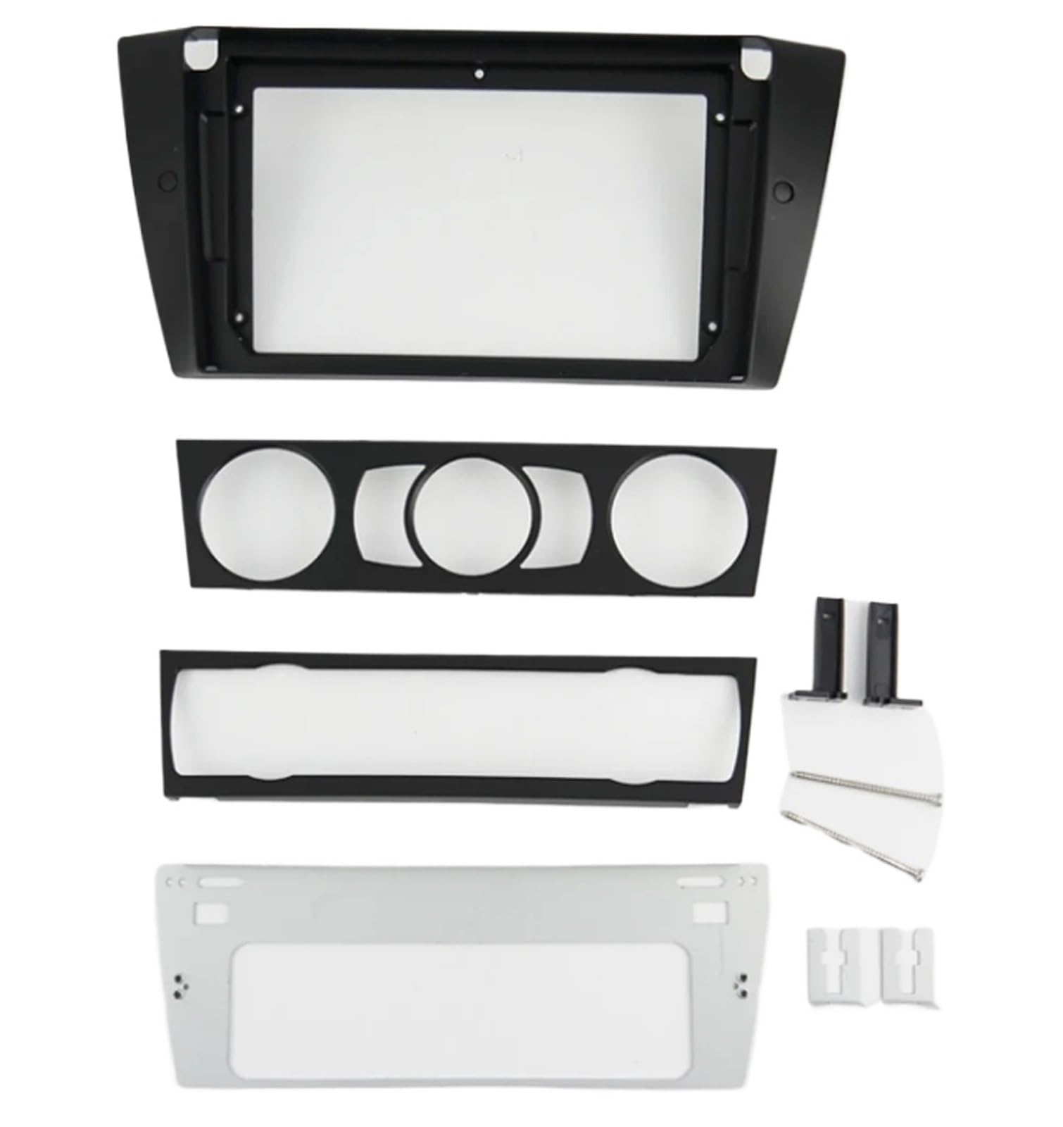 Cadre Façade Cache-Radio Façade d'autoradio 2 DIN Compatible avec BMW Série 3 E90 E91 E92 E93, kit de Panneau façade, câble d'alimentation et boîtier CANbus Inclus | Frame