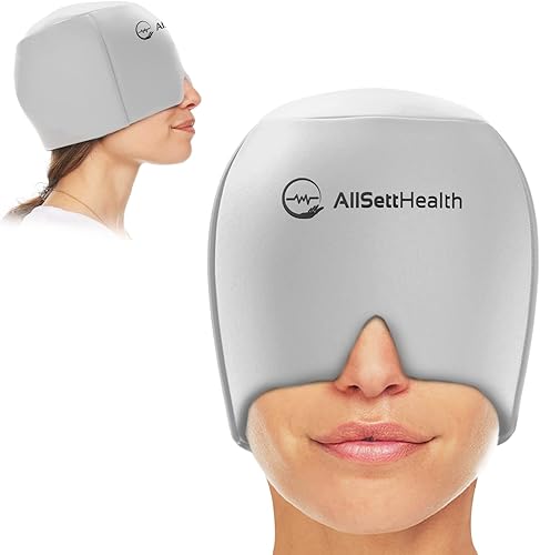 Miniatura 1 de AllSett Health Form Fit - Envoltura de cabeza de hielo para aliviar la migraña sombrero de dolor de cabeza y migraña terapia caliente y fría para