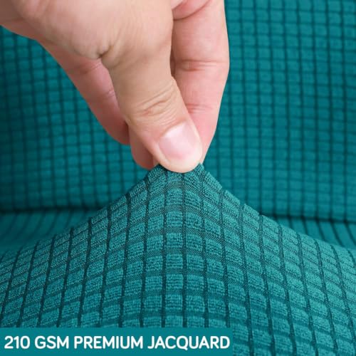 Image of HOKIPO Water Repellent Office Chair Cover for Desk Chair (Mid-Back) - 210 GSM Stretch Jacquard - Washable, Durable & Anti-Slip - Fits Mid-Back Office Chairs, Teal (NEW-AR-4929-TEAL-M)