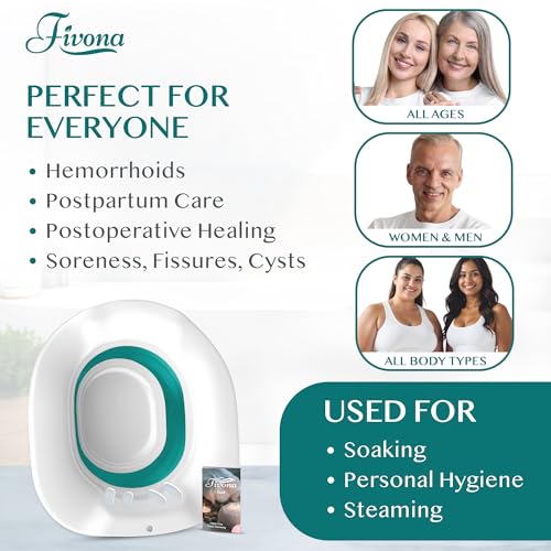 Image of Fivona Sitz Bath for Toilet Seat Postpartum and Hemorrhoids Care - Yoni Steam Seat - Foldable Basin for Epsom Salt Soak - Portable Bidet BPA Free Temperature Resistant - Universal Fit - Green