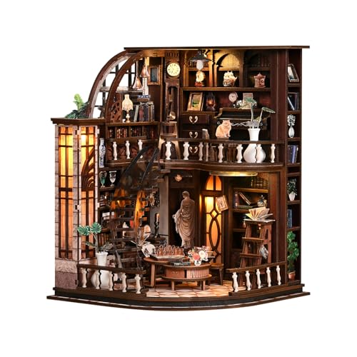 CRESYMME ミニチュアハウス ドールハウス ブックヌック キット 木製 DIY 立体 趣味 手作り（星灯図書館）（Amazon）