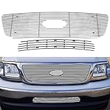 Chrome Grill fits 1999 2000 01 02 03 F-150 4WD (Honeycomb Style Model) Polished Front Billet Grille（2pcs）