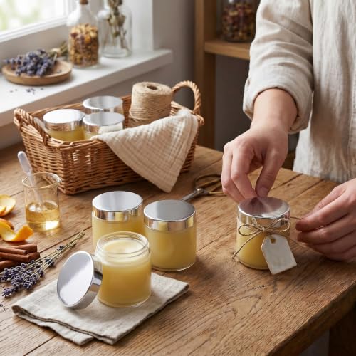 Image of Norme 48 Pcs 4 oz Glass Jars with Lids Cosmetic Jars, Silver, Clear