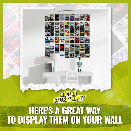Image of MODERN GALLERY MART Pack of 54 Cars Wall Collage Kit Posters - 4 x 6 Inches Posters for Wall Decoration - Wall Art For Bedroom, Office, Living room, Dorm room - Glue Dots Include