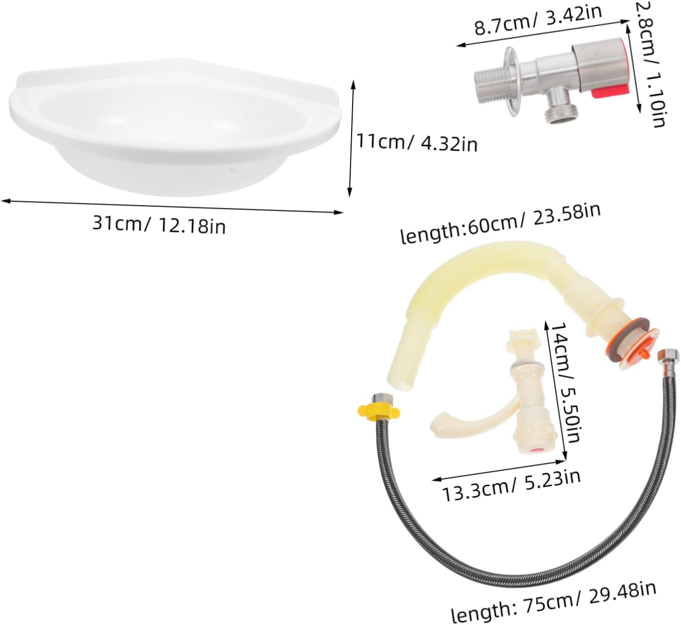 Wall-Mounted Plastic Corner Sink Triangular Design Hand Wash Basin for Bathrooms Kitchens and Restrooms Space Saving Utility Sink with Easy Installation