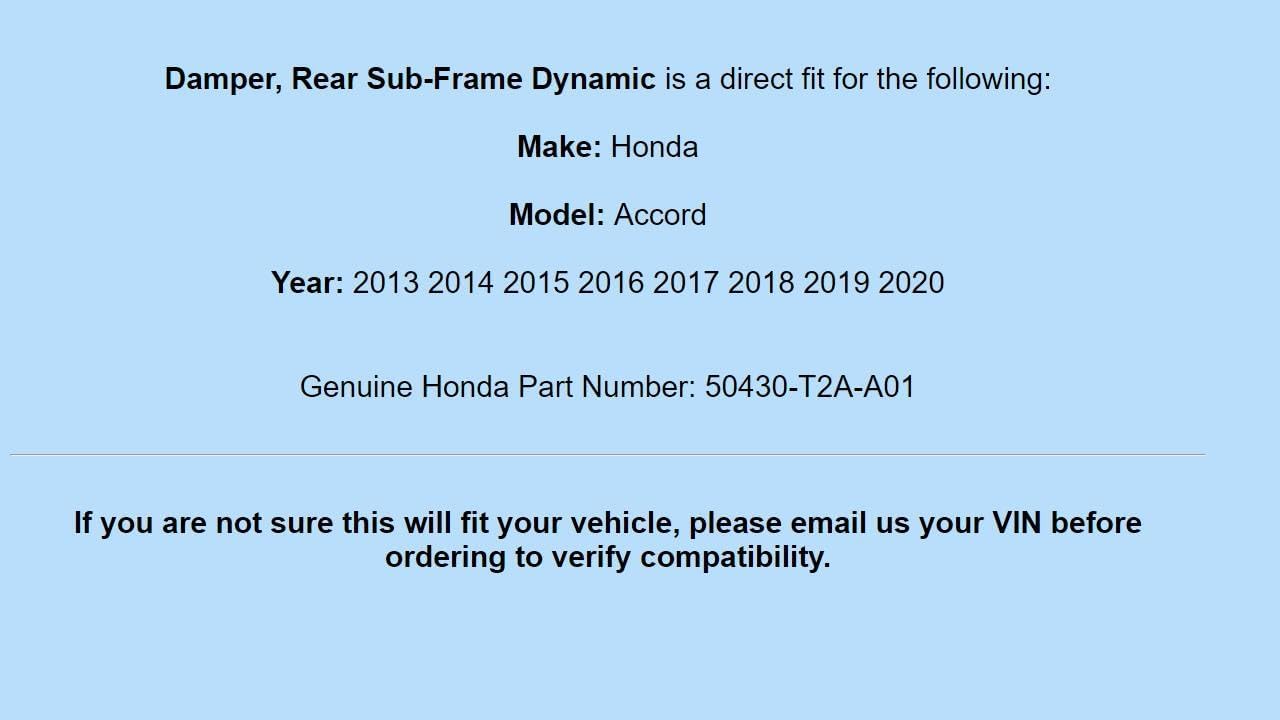 Generic Genuine OEM For Honda 2013-2020 Accord Rear Sub-Frame Dynamic Damper 50430-T2A-A01 50430T2AA01
