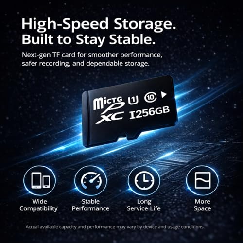 Image of 256GB High-Capacity TF Memory Card | Micro Memory Card for Smartphone, Tablet, Action Camera, Dash Cam & CCTV | Storage Expansion