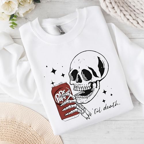 Till Death Dr. P.epper Sweatshirt, Skeleton Sweatshirt, Halloween Sweater, Cute Dr P.epper Shirt, Skeleton Drinking Dr. P.epper Sweatshirt2