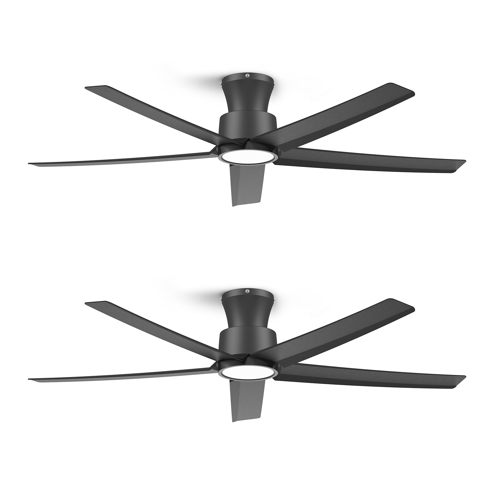 ocioc 52 inch Ceiling Fans with Lights, Large Air Volume Ceiling Fans with Reversible Quiet DC Motor and Remote 2 Pack（Black）