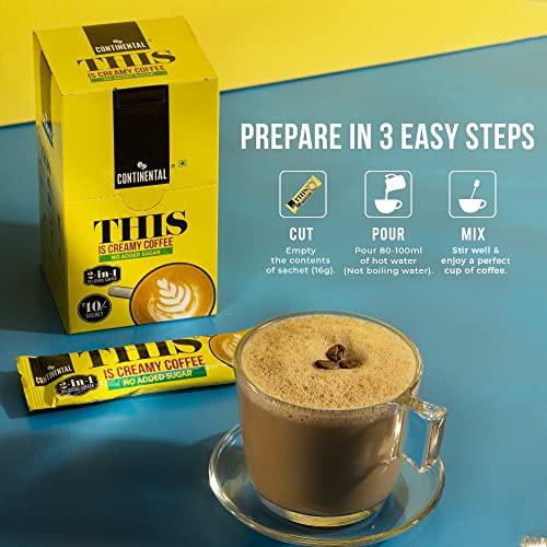 Image of Continental THIS Creamy Instant Coffee Powder | 2 In 1 Instant Premix Coffee Powder | 160 Gram | Pack Of 1 | Rich and Creamy Flavor | Convenient Single-Serve Sachets for Quick and Easy Coffee Anytime