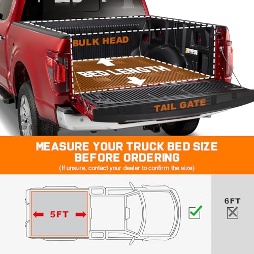 Image of RHOBRA Soft Tri-Fold Truck Bed Tonneau Cover Compatible with 2019-2026 Ford Ranger 5ft Bed, 26.5oz Vinyl Truck Bed Cover, Weather Resistant Bed Cover