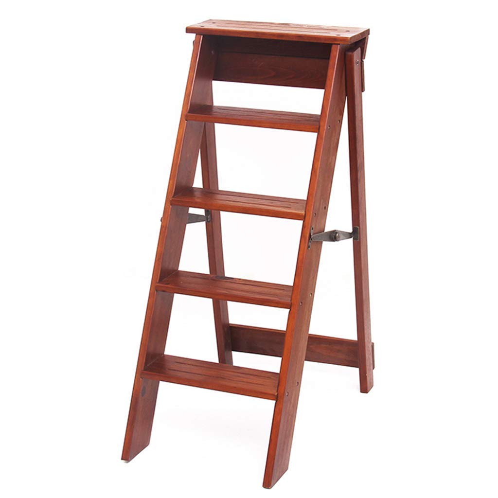 Taburete de madera de 5 etapas escalera plegable marrón claro 88cm