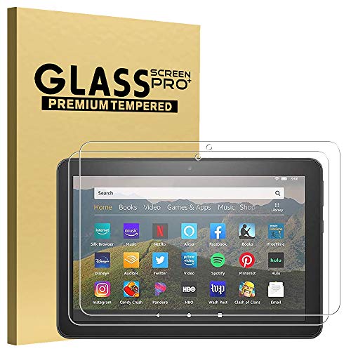 [2-Pack] GOZOPO Screen Protector for Fire HD 8 (10th Gen - 2020 Released) /Fire HD 8 Plus/Fire HD 8 Kids [2.5D Edge] Fire 8 2020 Tempered Glass, [Anti-Scratch ] [High Definition]