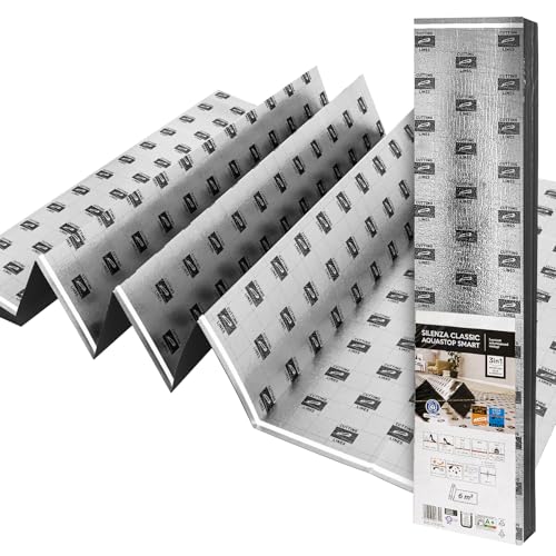 30m² Trittschalldämmung 3mm mit AquaStop, Verlegeunterlage für Parkett & Laminat, Heizfilm-Unterlage optimal für eletrische Fußbodenheizung, hohe Druckfestigkeit