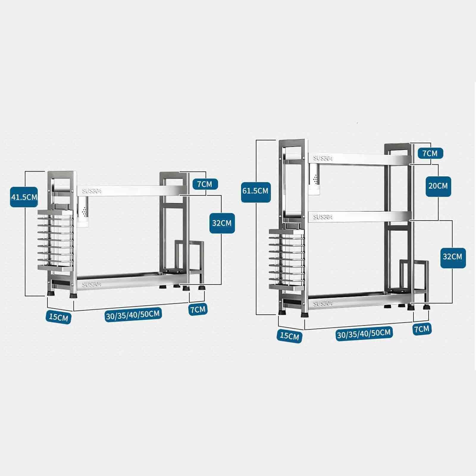 Portaspezie multifunzionale in acciaio inox da cucina (40 x 15 x 61,5 cm, argento), ideale per spezie, erbe, condimenti e accessori da cucina