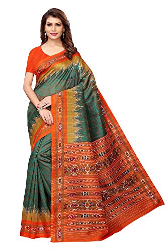 CRAFTSTRIBE Bhagalpuri Seta Bollywood Saree Stampato Matrimonio Tradizionale Sari Indiani per Abbigliamento Moda Donna
