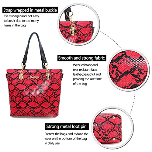 Image of 2E-youth Damen Geldbrsen und Handtaschen Set Tragetasche, Umhngetasche, 5d-red, L