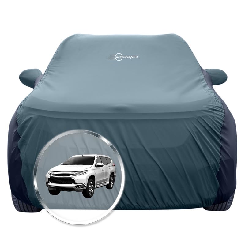 Image of NEODRIFT 'SuperTech' Car Cover for Mitsubishi Pajero Sports (100% Water-Resistant, All Weather Protection, Tailored Fit, Multi-Layered & Breathable Fabric) (Colour: D.Green+Black)