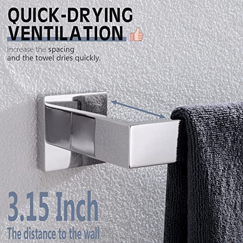 Image of KOKOSIRI 16-Inch Single Towel Bar, Bathroom Kitchen Towel Holder, Wall Mounted SUS304 Stainless Steel Towel Rack, Polished Chrome, B4003CH-L16