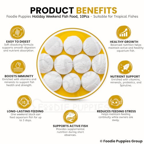 Image of Foodie Puppies Weekend Pack Fish Food - 50 Blocks Slow-Dissolving | 3-Day Feeding Supplement for Tropical & Coldwater Aquarium Fish | Convenient Food for Weekends