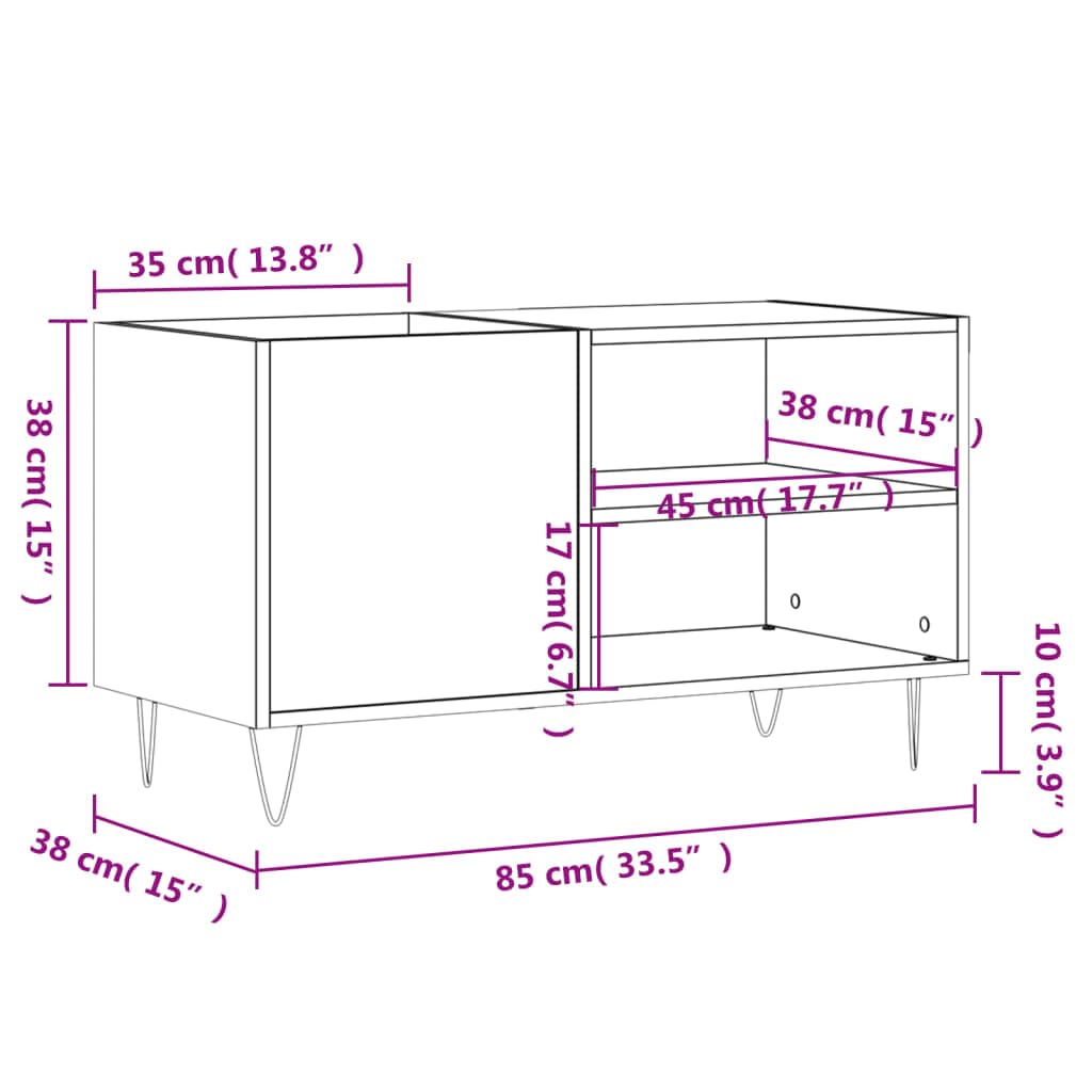 Tomostar Support pour Tourne-Disque, Porte-disques Présentoir Meuble de Rangement pour Disques Vinyles Noir 85x38x48 cm Bois d'ingénierie