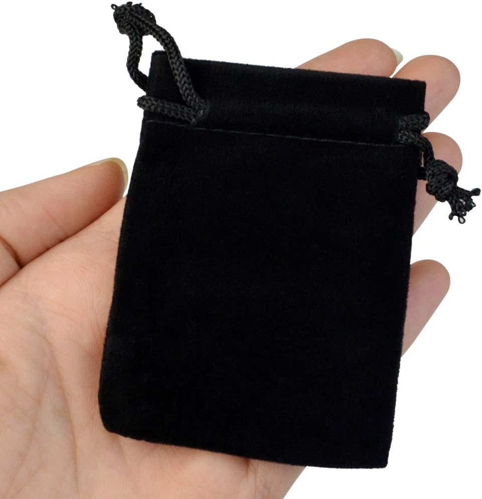 Nydotd 100pcs 2 X 2.8 inch Black Velvet Cloth Jewelry Pouches Velvet Drawstring Bags Christmas Candy Gift Bag Pouch for Wedding Favors Gifts, Event Supplies Party Favors - Image 4