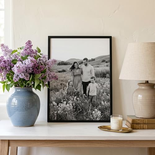 Image of Americanflat 11x15 Picture Frame with Polished Plexiglass - Streamline Collection - Thin Border Picture Frame for Wall Display - Hanging Hardware Included - Black