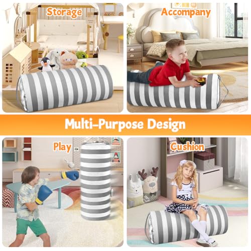 AOOHA Sitzsack-Bezug Kinder,Kuscheltier Sitzsack Aufbewahrung Abdeckung,Zylindrischer Stuffed Bean Bag,Große Kuscheltiere Aufbewahrung für Lese Sessel, Schlafzimmer, Kinderzimmer, Spielzimmer