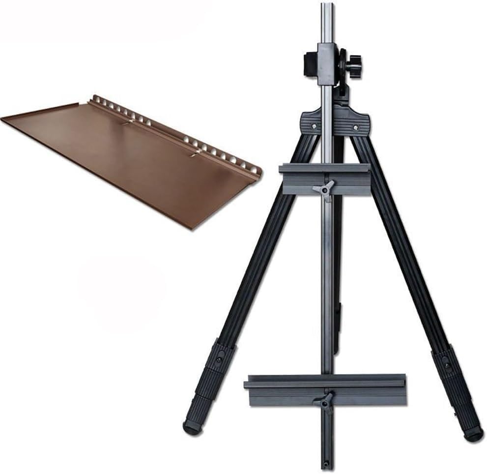 Caballete de arte plegable de aleación de aluminio – Soporte de acuarela portátil ajustable con soporte retráctil para pintura y exhibición de artistas, caballete multifuncional para proyectos