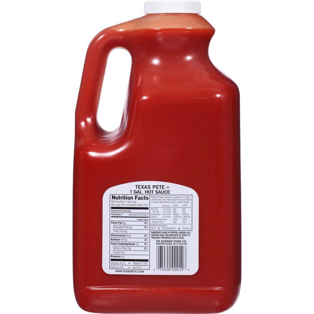 Texas Pete Hot Sauce by T W Garner – 1 gallon, Pack of 4