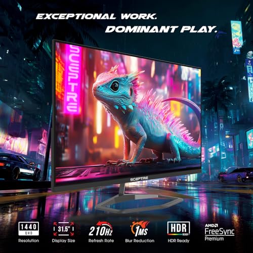 Image of Sceptre New 32-inch 2K QHD Prime Gaming Monitor 2560 x 1440 up to 210Hz sRGB 115% 1ms DisplayPort HDMI Type-C Build-in Speakers, Machine Black 2026 ((E325B-QW200D Series)