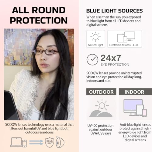 Image of SODQW Fashion Fake Glasses Oval Y2k Eyewear Frame Blue Light Non Prescription Glasses for Women Clear UV400 Lens
