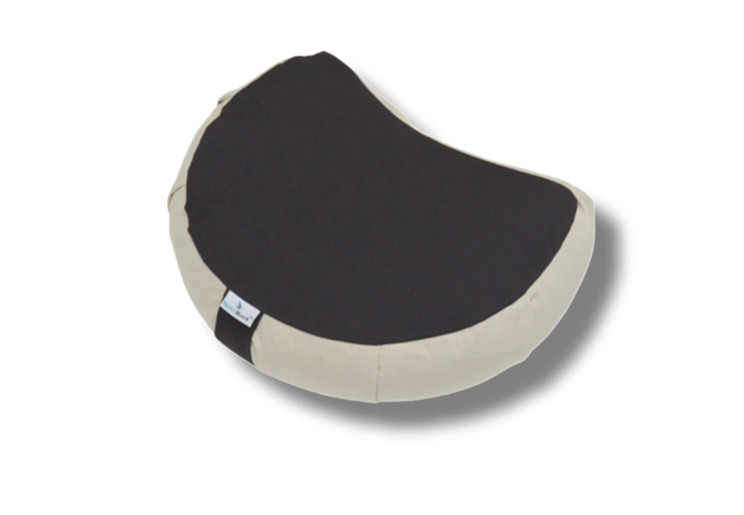 NutriBuck® Buckwheat ZAFU Meditation Cushion Filled with Buckwheat Hulls (Crescent - Cream & Grey)-image-41
