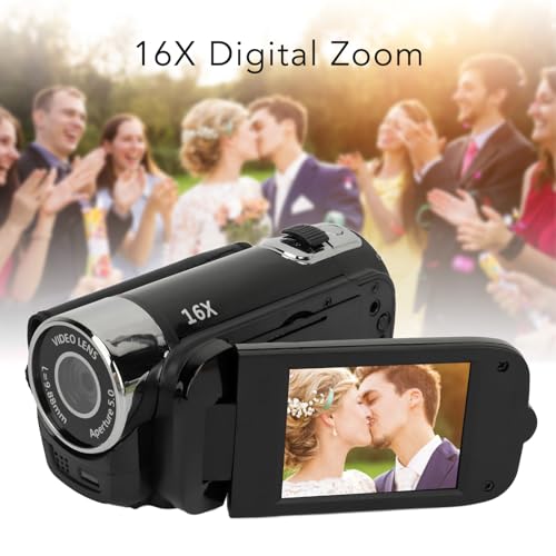 Video Camera Camcorder, 1080P 16MP 16X Zoom HD 2.4 Inch Rotatable Screen Camcorder, Handheld Video Recorder with Fill Light & 1/4 Inch Thread Hole for Teens Beginner Adult (Black) - Image 4