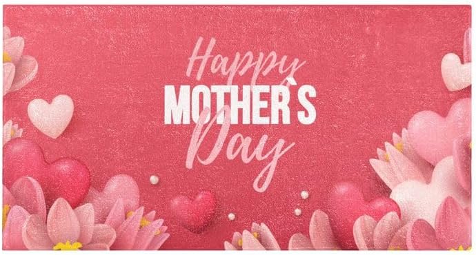 Tapete antideslizante con diseño de flores para el Día de la Madre, lavable a máquina, tapete de baño para baño, 39 x 20 pulgadas