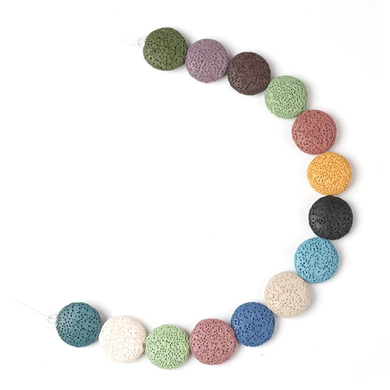 Operitacx 36pezzi Volcanic Stone Beads Round Pendants for Jewelry Making for Bracelets Earrings and Accessories Mixed Colors