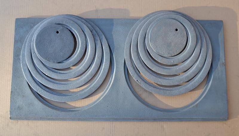 SEZAM Gussplatte zum ofen mit 2-Loch 68x32cm Kohleplatte Kaminplatte Grauguss Gusseisen