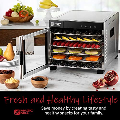 Magic Mill Food Dehydrator Machine | 6 Stainless Steel Trays | Dryer For Jerky, Dog Treats, Herb, Meat, Beef, Fruit | Keep Warm Function, Digital Timer And Temperature Control, Equipped Safety Over-Heat Protection, Etl Approved - (Mfd-6060) #TOP5