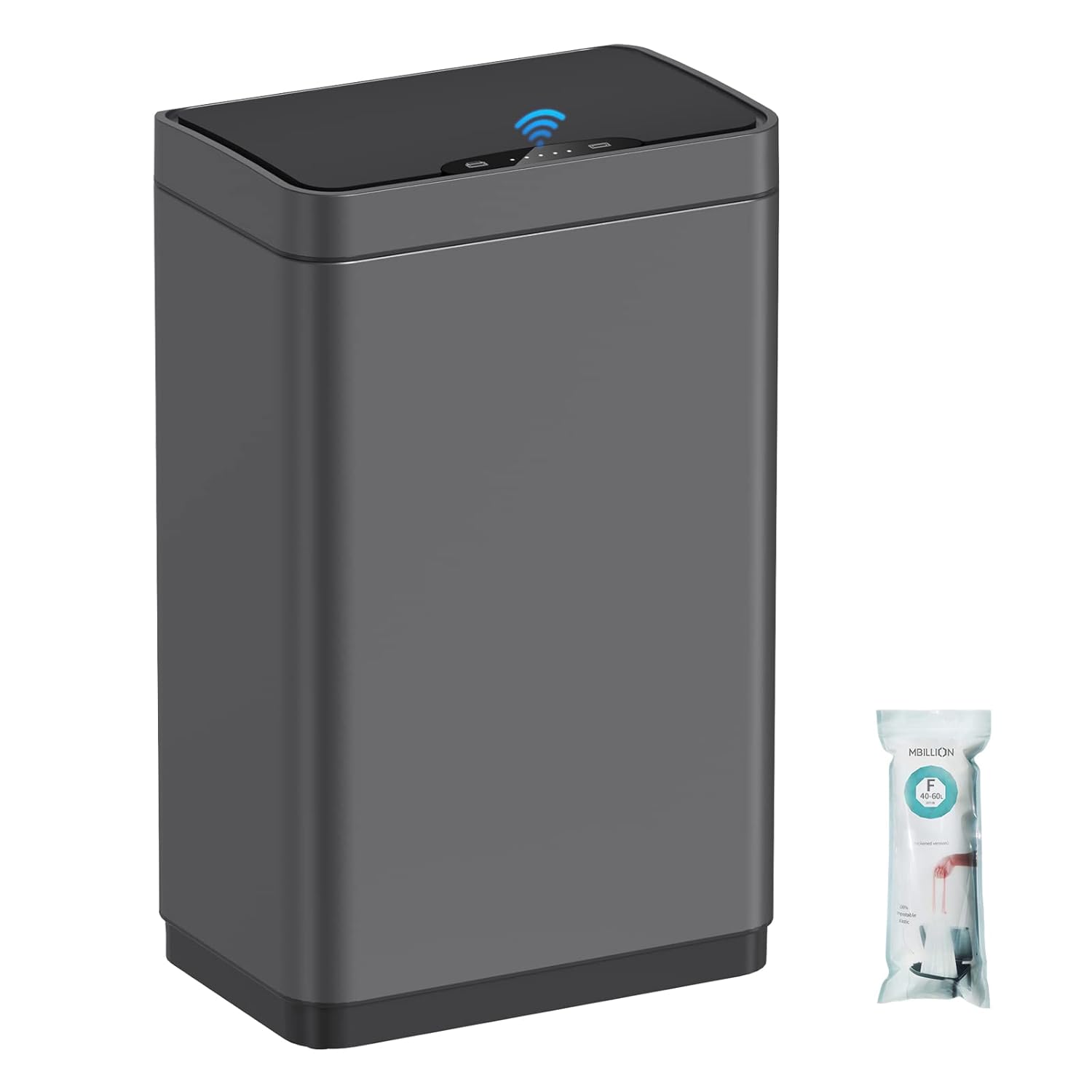 Mbillion Automatic Trash Can Touchless Trash Cans 15 Gallon Motion Sensor Trash Can Stainless Steel Smart Trash Can With Lid Rectangular Touchless Garbage Can for Kitchen Bedroom Home Office Dark Gray Dark Gray 15.3 Gallon